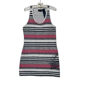 Harley Davidson Tank Style Mini-Dress Harley Graphic on Side Striped Size L